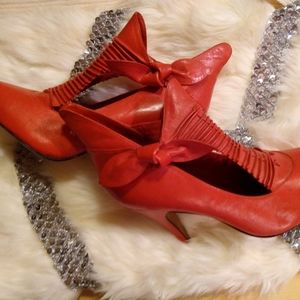 QualiCraft Red Ankle Heel Boots (Vintage)